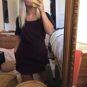 CORDUROY MAROON SKIRT OVERALLS